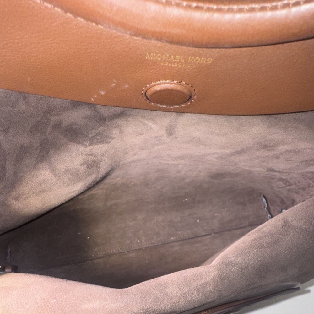 Michael Kors Brown Gray Top Handle Bag for Women Magnetic Closure Stitching - Picture 4 of 7